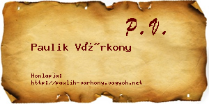 Paulik Várkony névjegykártya